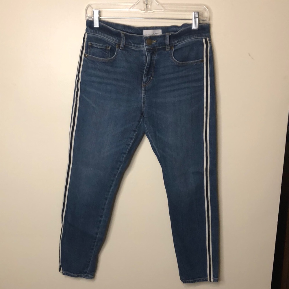 Loft skinny jeans with stripes